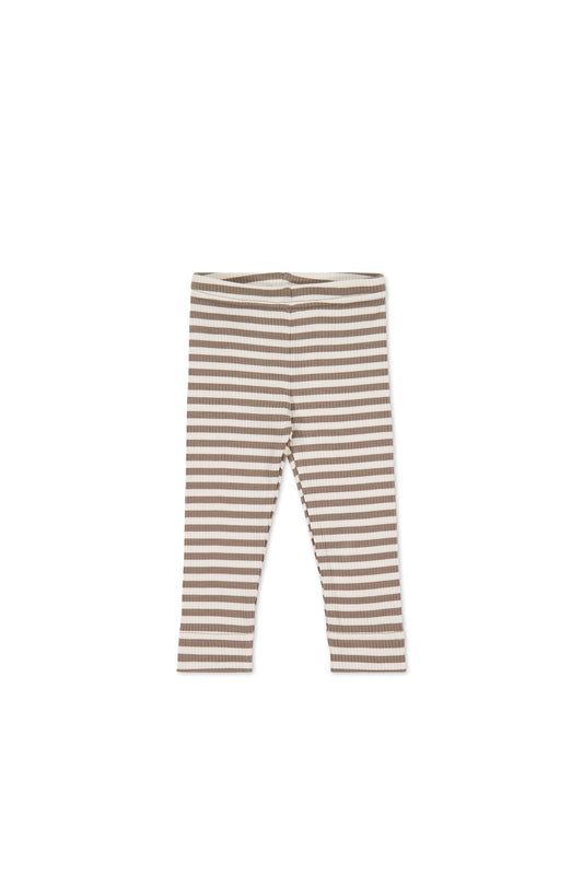 Organic Cotton Modal Legging - Narrow Stripe Tweed/Cloud