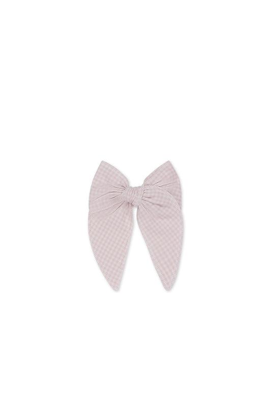 Organic Cotton Noelle Bow - Mini Woven Gingham Violet
