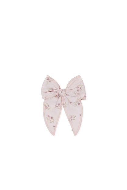 Organic Cotton Volie Bow - Rose Floral Pink