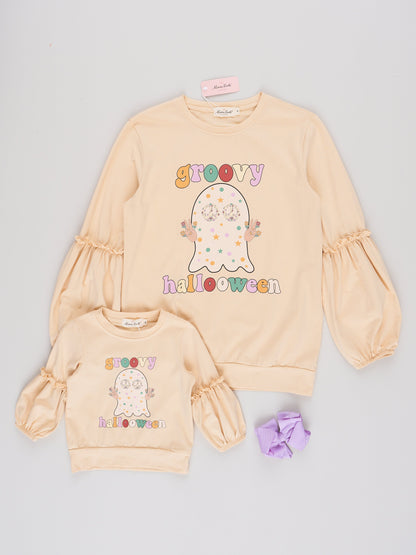 Mom & Me Tan "Groovy Halloween" Shirt