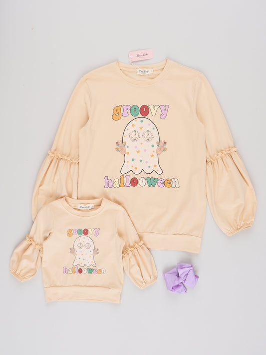 Mom & Me Tan "Groovy Halloween" Shirt