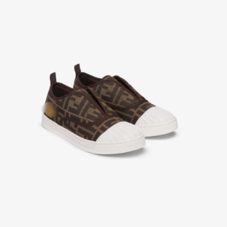 Tobacco jacquard junior sneakers