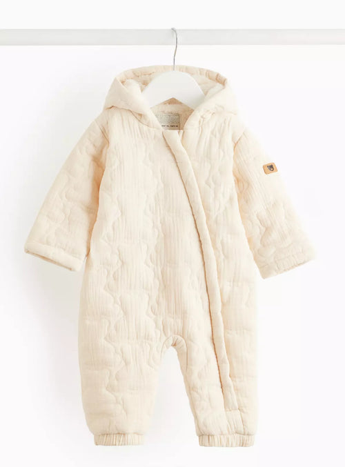 Quilted Bear Muslin Pramsuit 6-9 months