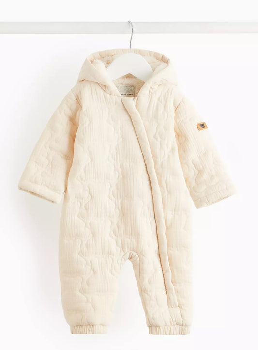 Quilted Bear Muslin Pramsuit 6-9 months